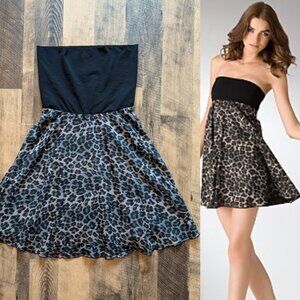 Alice + Olivia Mini Dress Sleeveless Strapless Leopard Print Skirt